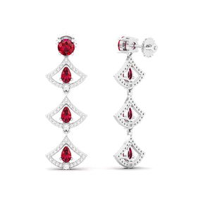 Maurya Graduating Ruby Horus Earrings with Diamonds