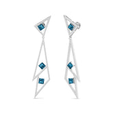 Maurya London Blue Topaz Vinkel Dangle Earrings with Diamonds