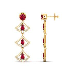 Maurya Graduating Ruby Horus Earrings with Diamonds