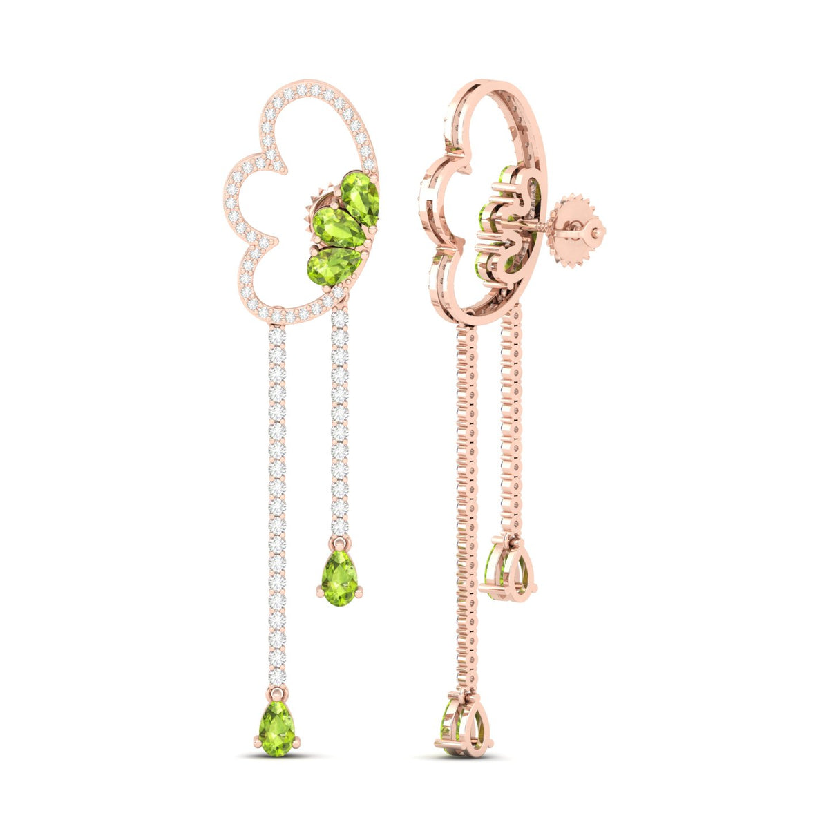 Maurya Papillon Drop Earrings with Peridot and Diamonds