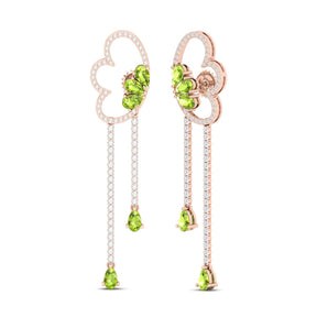 Maurya Papillon Drop Earrings with Peridot and Diamonds
