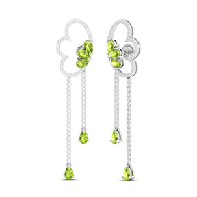 Maurya Papillon Drop Earrings with Peridot and Diamonds