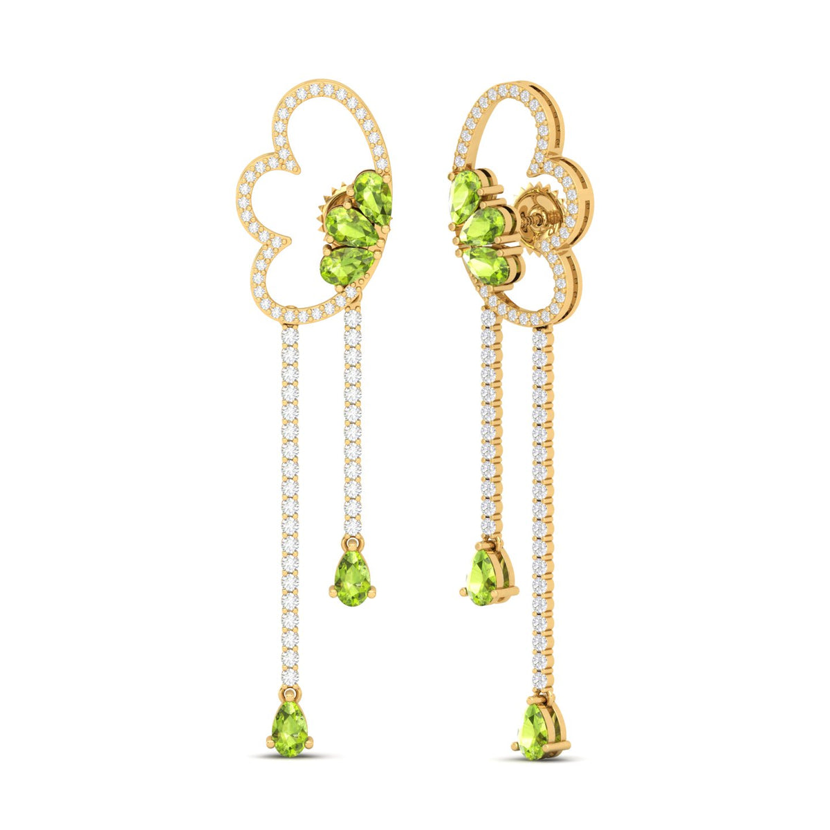 Maurya Papillon Drop Earrings with Peridot and Diamonds