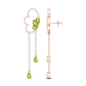 Maurya Papillon Drop Earrings with Peridot and Diamonds