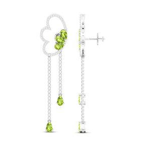 Maurya Papillon Drop Earrings with Peridot and Diamonds