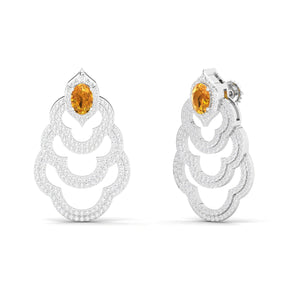Maurya Feng Push Back Earrings with Citrine and Diamonds
