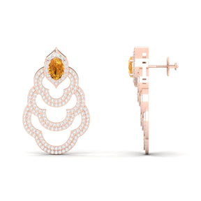 Maurya Feng Push Back Earrings with Citrine and Diamonds