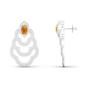 Maurya Feng Push Back Earrings with Citrine and Diamonds