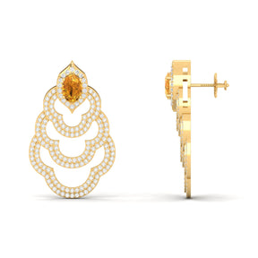 Maurya Feng Push Back Earrings with Citrine and Diamonds