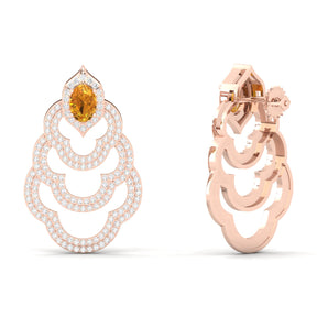 Maurya Feng Push Back Earrings with Citrine and Diamonds