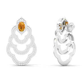 Maurya Feng Push Back Earrings with Citrine and Diamonds