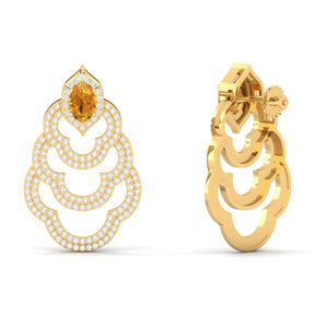 Maurya Feng Push Back Earrings with Citrine and Diamonds