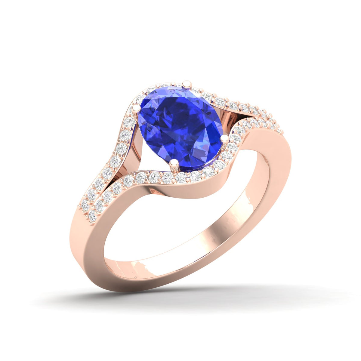 Maurya Oval Tanzanite Split-Shank Engagement Ring