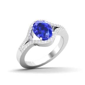 Maurya Oval Tanzanite Split-Shank Engagement Ring