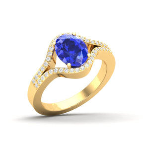 Maurya Oval Tanzanite Split-Shank Engagement Ring