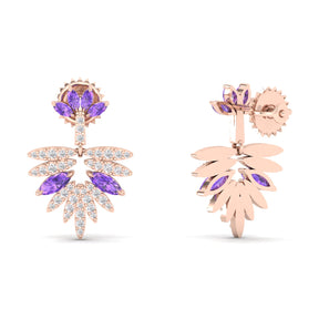 Maurya Autumn Amethyst Dangle Earrings with Diamonds
