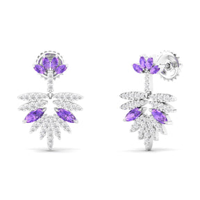 Maurya Autumn Amethyst Dangle Earrings with Diamonds