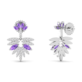 Maurya Autumn Amethyst Dangle Earrings with Diamonds