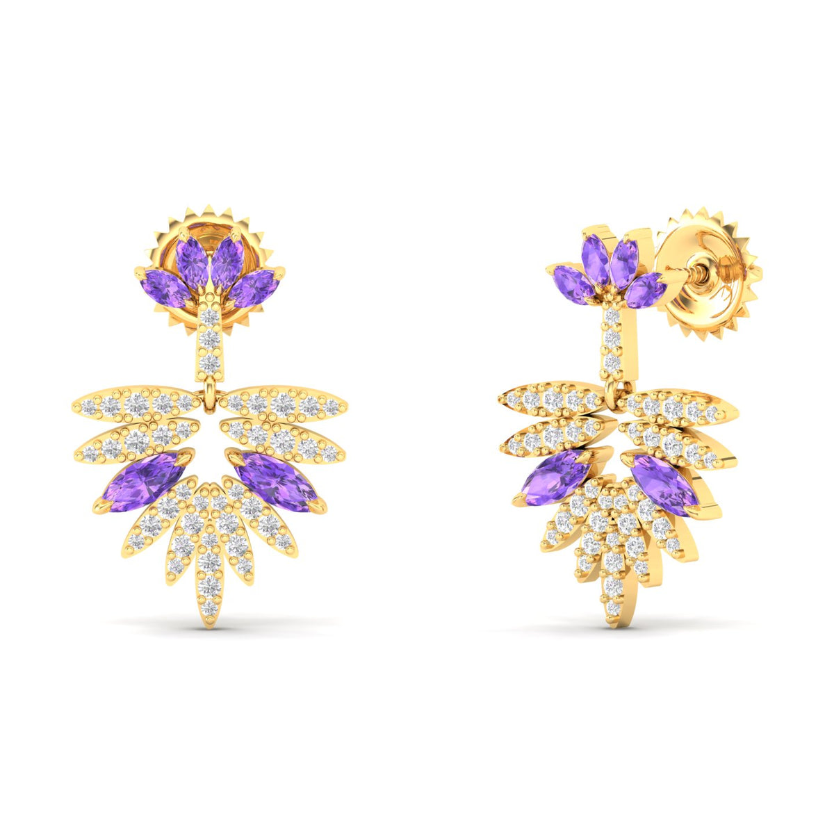 Maurya Autumn Amethyst Dangle Earrings with Diamonds