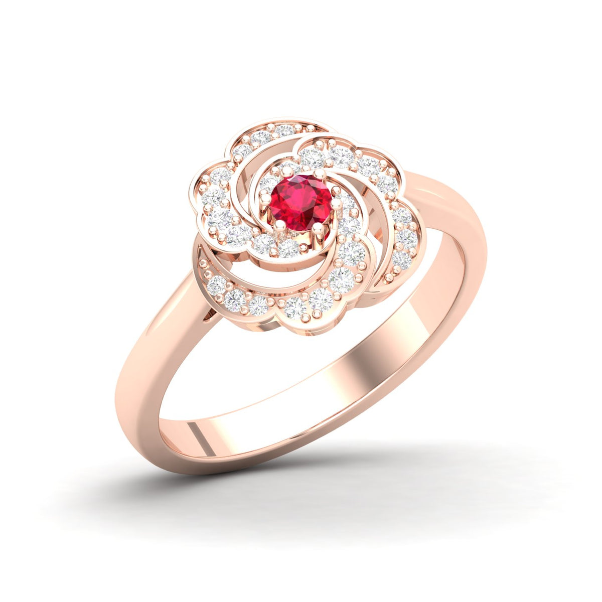 Maurya Ruby Rose Promise Ring with Accent Diamonds