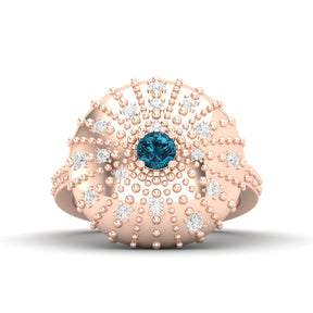 Maurya Desert London Blue Topaz Cocktail Ring with Scattered Diamonds