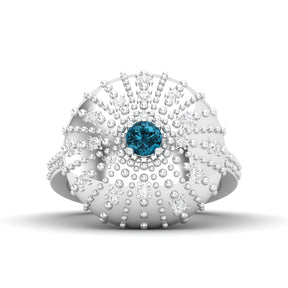 Maurya Desert London Blue Topaz Cocktail Ring with Scattered Diamonds