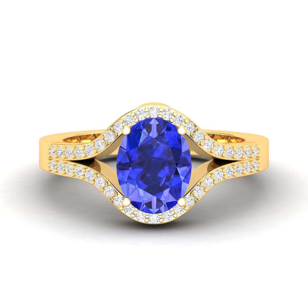 Maurya Oval Tanzanite Split-Shank Engagement Ring