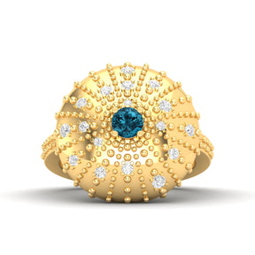 Maurya Desert London Blue Topaz Cocktail Ring with Scattered Diamonds