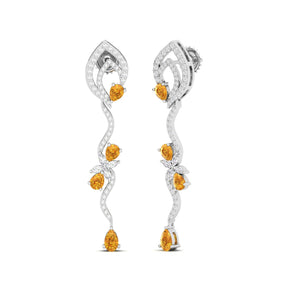 Maurya Ivy Drop Earrings with Citrine and Diamonds