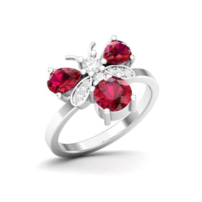 Maurya Colorfly Ruby Ring with Round Diamonds