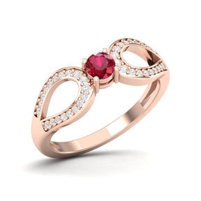 Maurya Ruby Curve Promise Ring with Accent Diamonds
