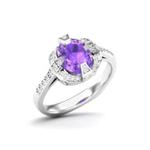 Maurya Prong Set Amethyst Hidden Gem Engagement Ring with Accent Diamonds