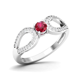 Maurya Ruby Curve Promise Ring with Accent Diamonds