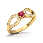 Maurya Ruby Curve Promise Ring with Accent Diamonds