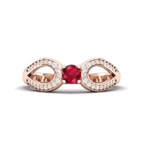 Maurya Ruby Curve Promise Ring with Accent Diamonds