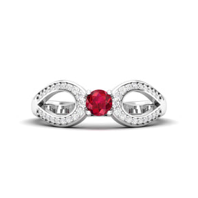 Maurya Ruby Curve Promise Ring with Accent Diamonds