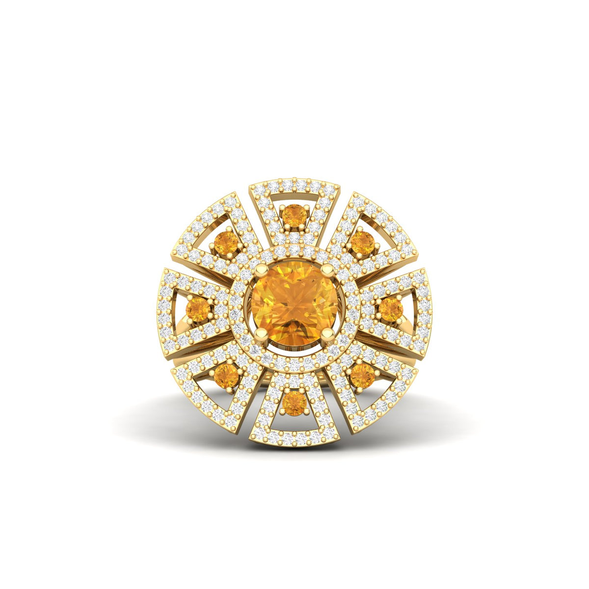 Maurya King’s Court Citrine Cocktail Ring with Diamonds