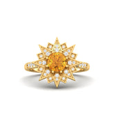 Maurya Solitaire Citrine and Pave-Set Diamond Ice Flakes Engagement Ring