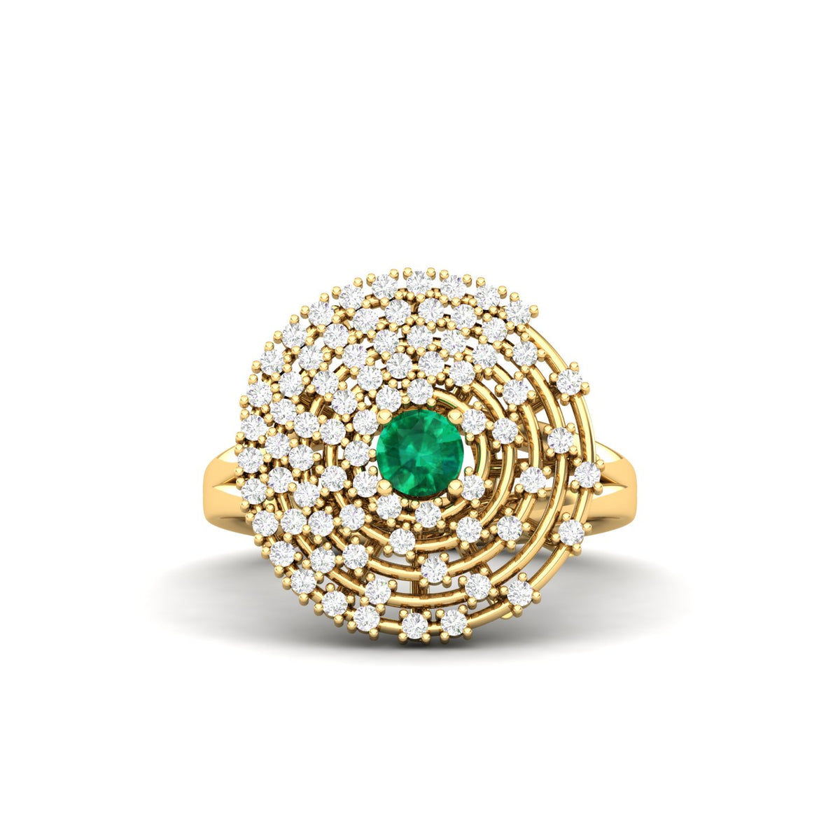 Maurya Prong Set Diamond and Emerald Inner Circle Cocktail Ring