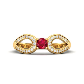Maurya Ruby Curve Promise Ring with Accent Diamonds
