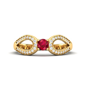 Maurya Ruby Curve Promise Ring with Accent Diamonds